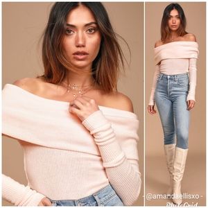 Free People Snowbunny Off the Shoulder Ribbed Top